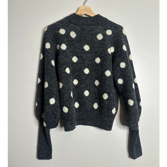 BLANKNYC Polka Dot Sweater Classic Mix-Up Gray White Cozy Knit Fall Pullover S - Picture 5 of 5